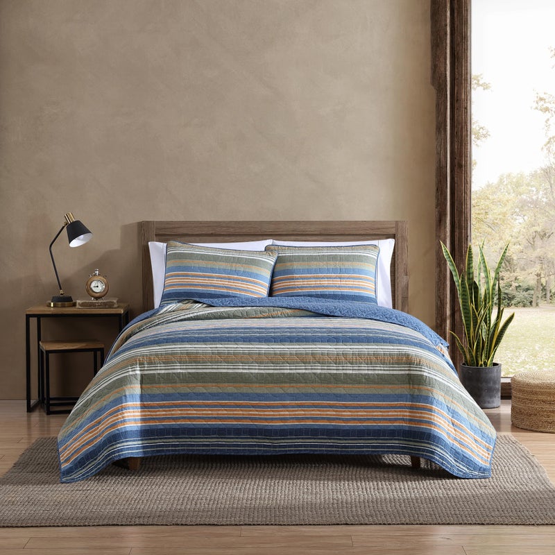 Eddie Bauer - Twin Quilt Set, Reversible Cotton Bedding with Matching Sham, Home Decor for All Seasons (Yakima Green, Twin) - Image 1